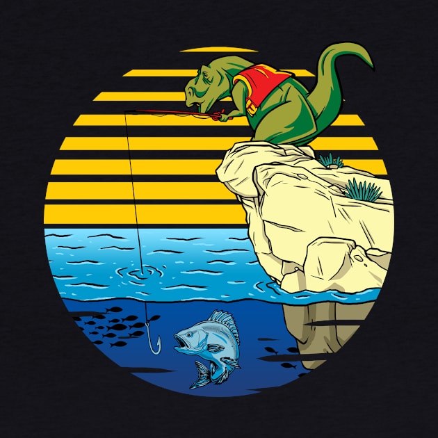 Funny Dinosaur Fisherman T-Rex Fishing Bass Fish by Alex21